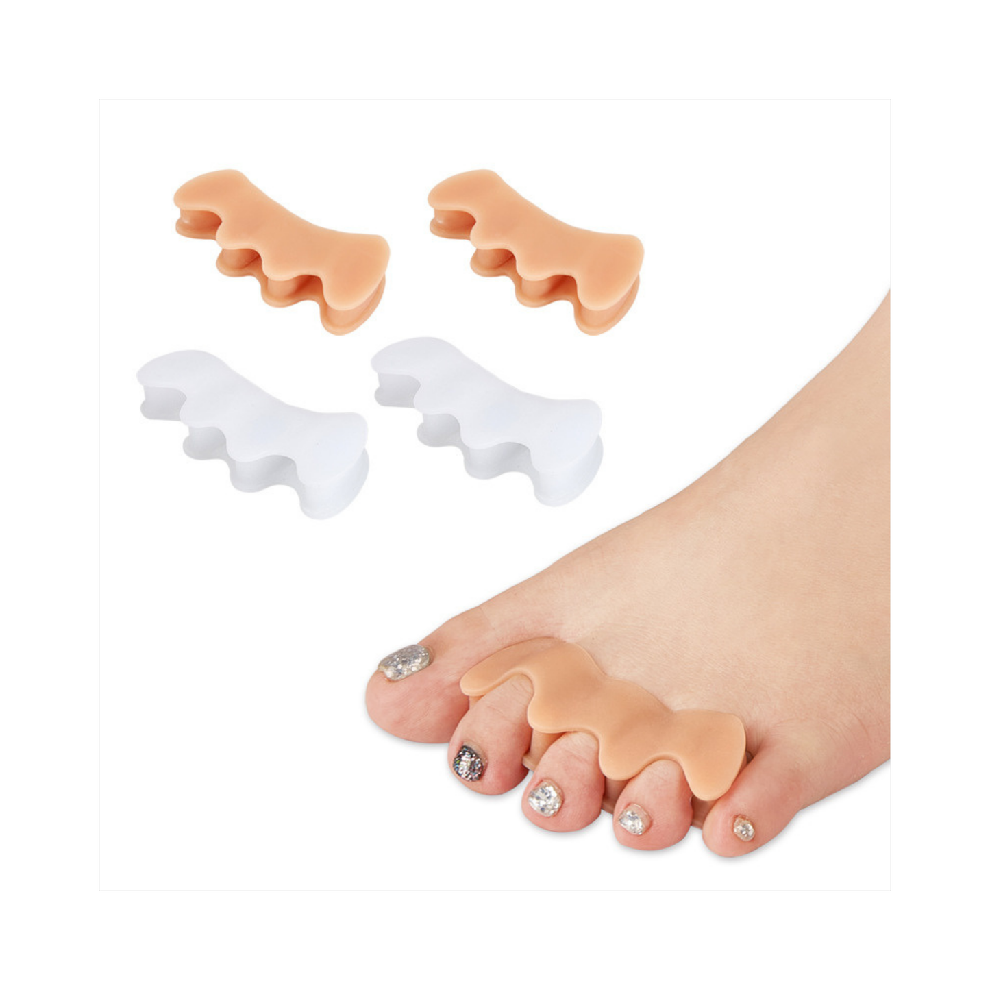 FootAid 4-Toe Soft Gel Spreader – Gentle Toe Alignment Separator - FootAid