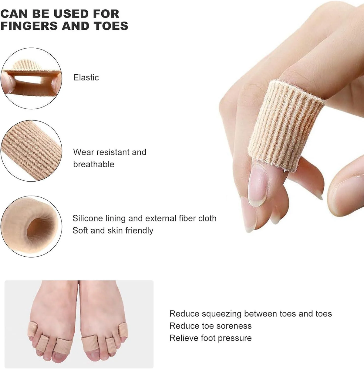 FootAid Short Gel Toe Cushion Tube – Open End